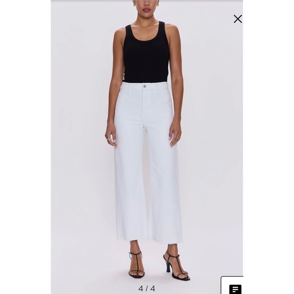pistola Denim - Pistola Snow White High Rise Wide Leg Cropped Raw Hem Jeans Size 28 Summer